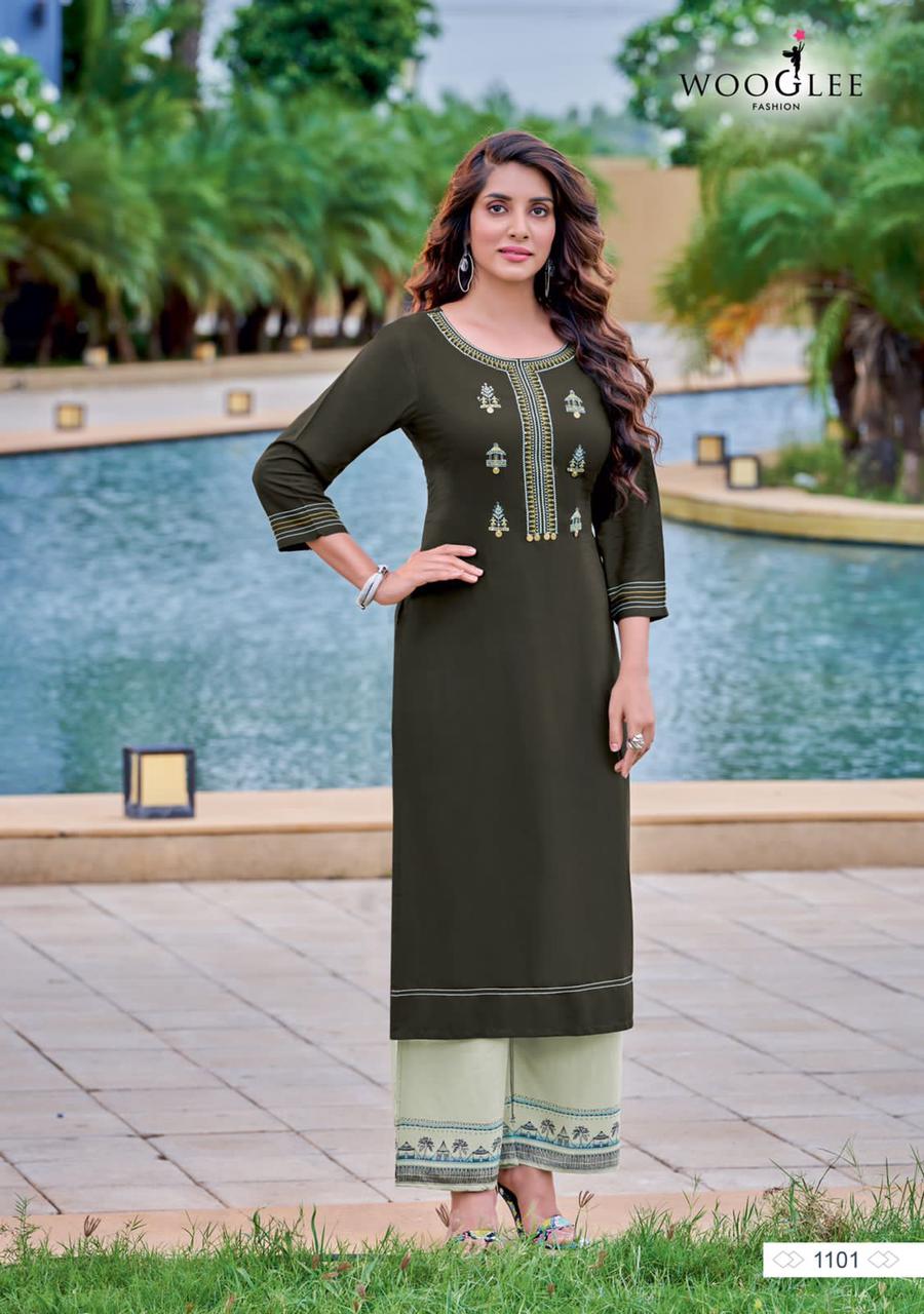 Wooglee Celebration 16 Regular Wear Wholesale Kurti With Bottom